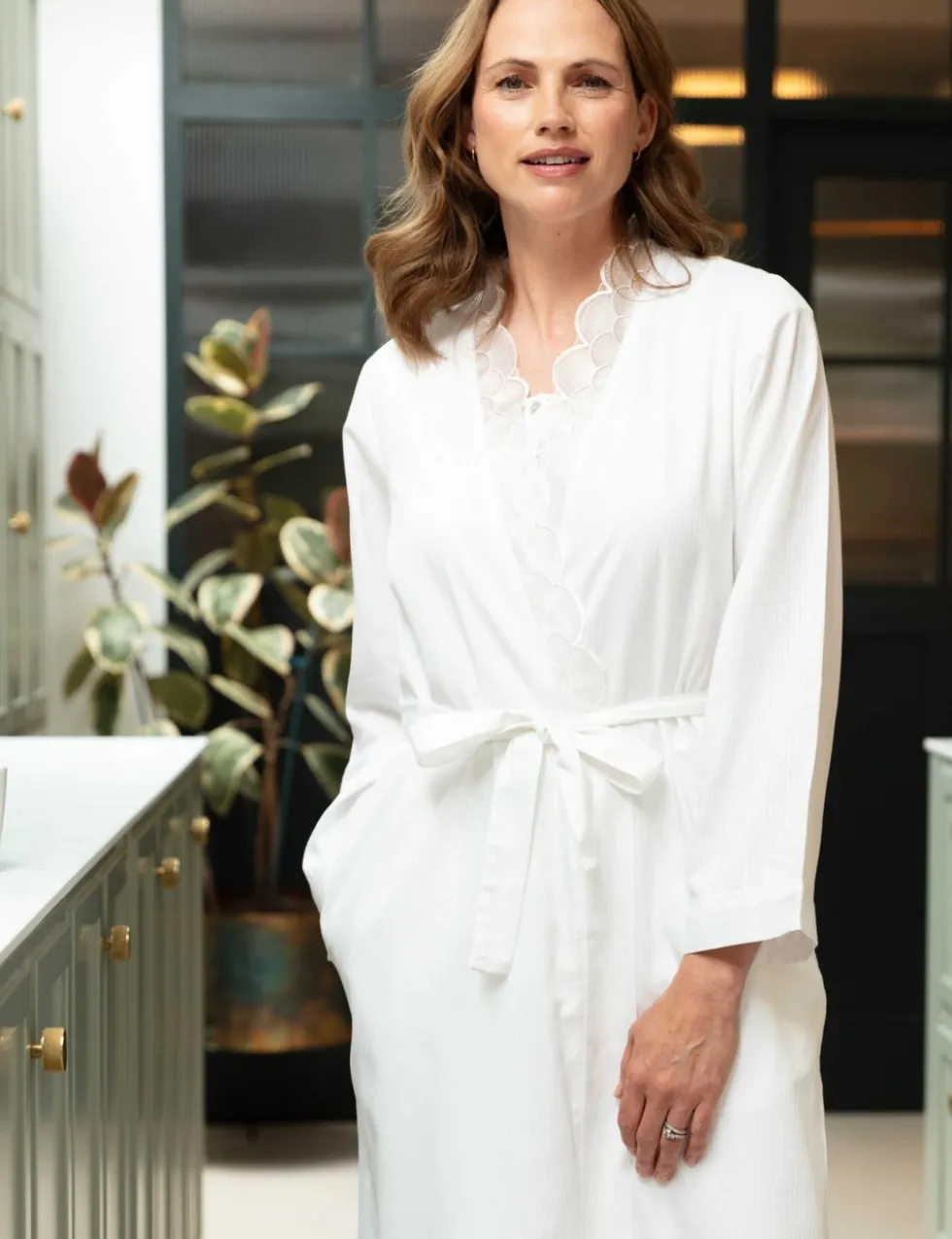 Cotton Rich Shadow Stripe Dressing Gown