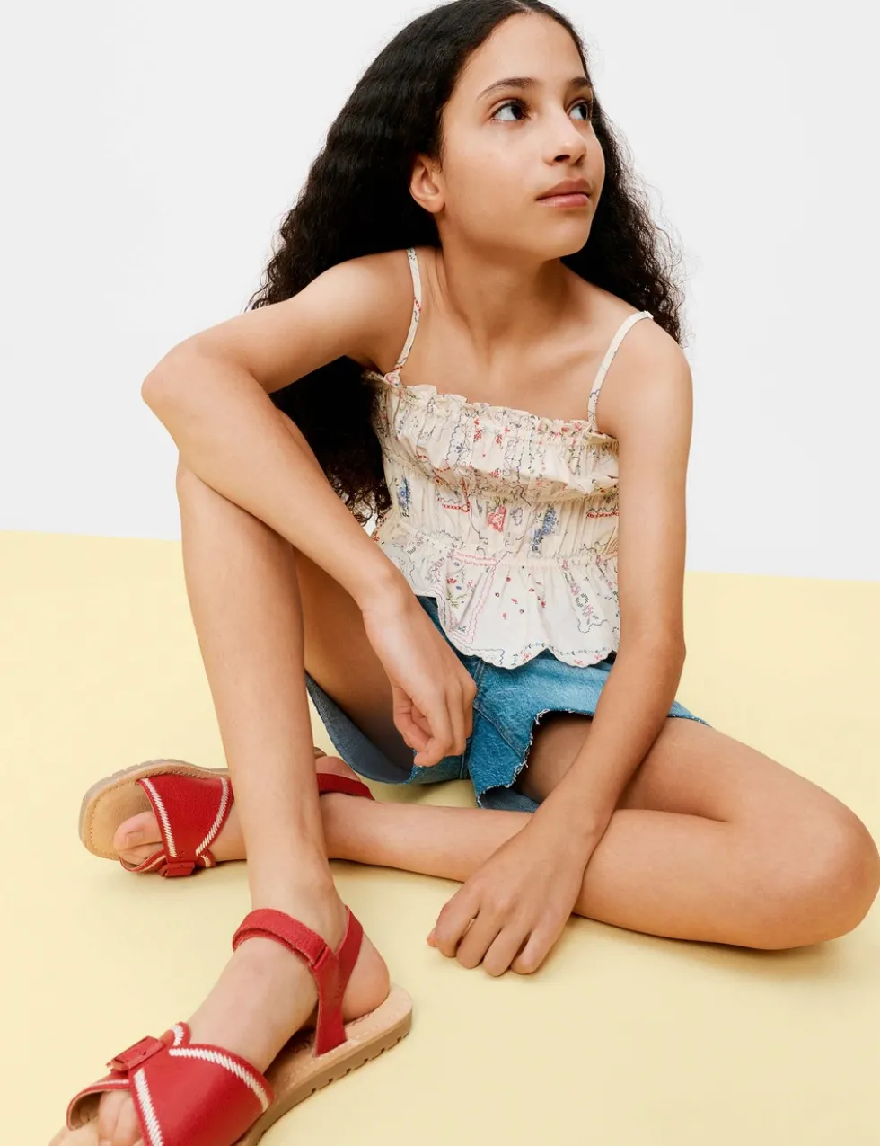 Cotton Rich Shirred Cami Vest Top (6-16 Yrs)