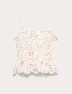 Cotton Rich Shirred Cami Vest Top (6-16 Yrs)