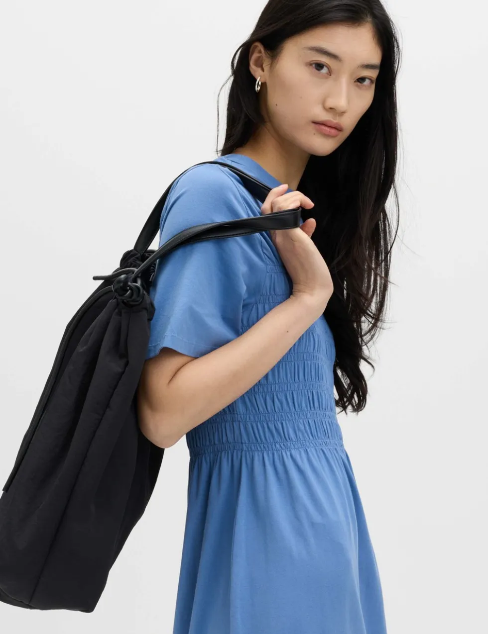 Cotton Rich Shirred Midi T-Shirt Dress