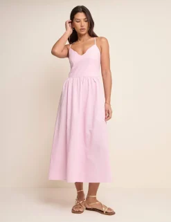 Cotton Rich Shirred Midi Skater Dress