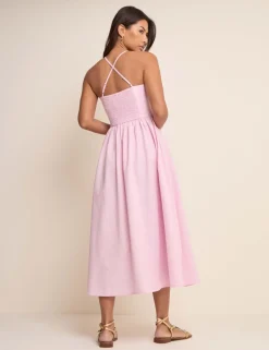 Cotton Rich Shirred Midi Skater Dress