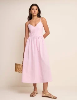 Cotton Rich Shirred Midi Skater Dress