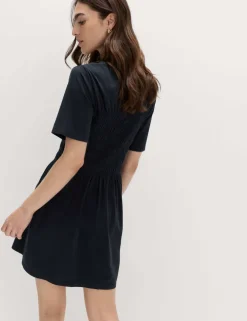 Cotton Rich Shirred Mini T-Shirt Dress