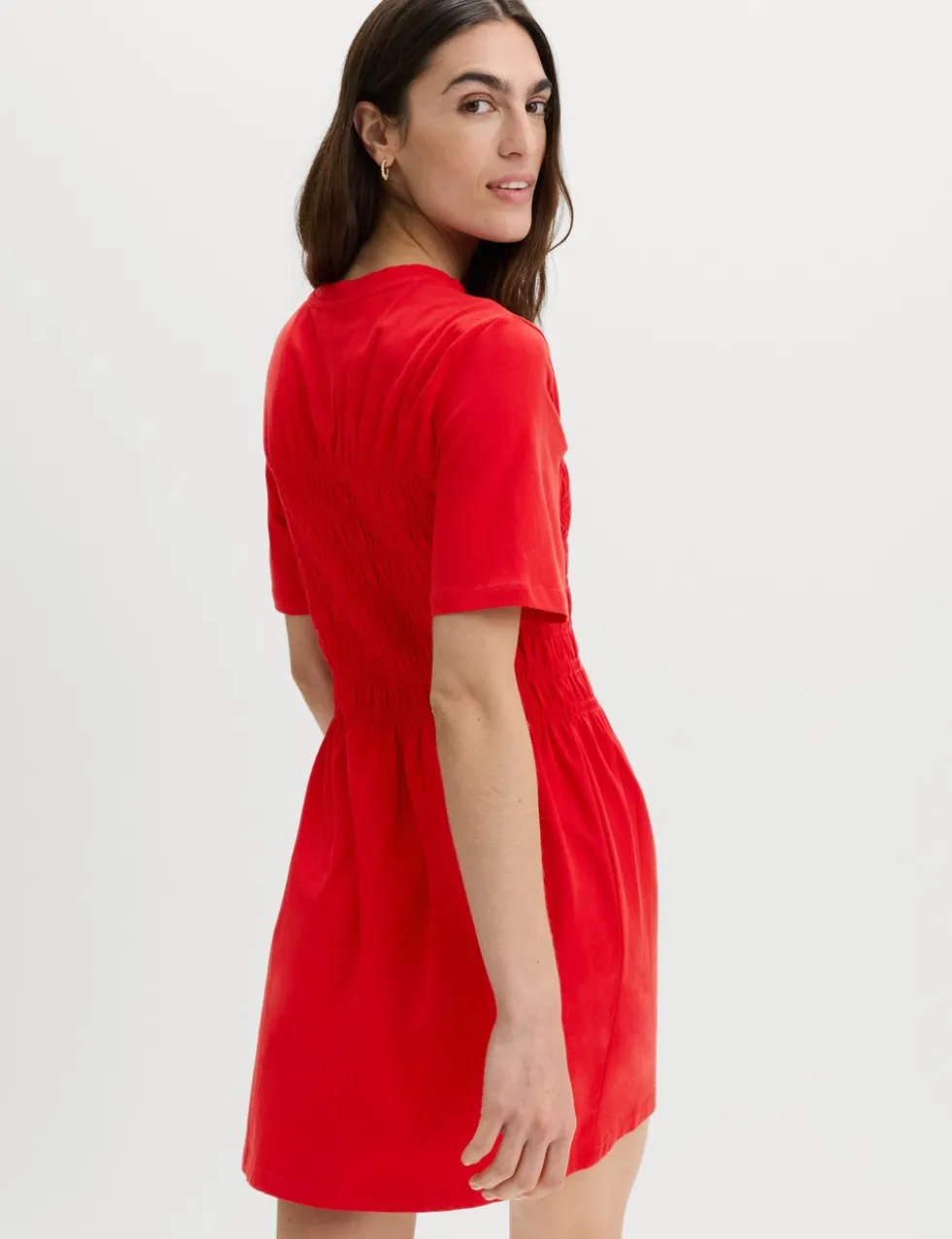 Cotton Rich Shirred Mini T-Shirt Dress