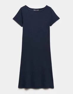 Cotton Rich Slash Neck Mini Column Dress