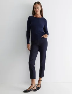 Cotton Rich Slim Fit Ankle Grazer Trousers