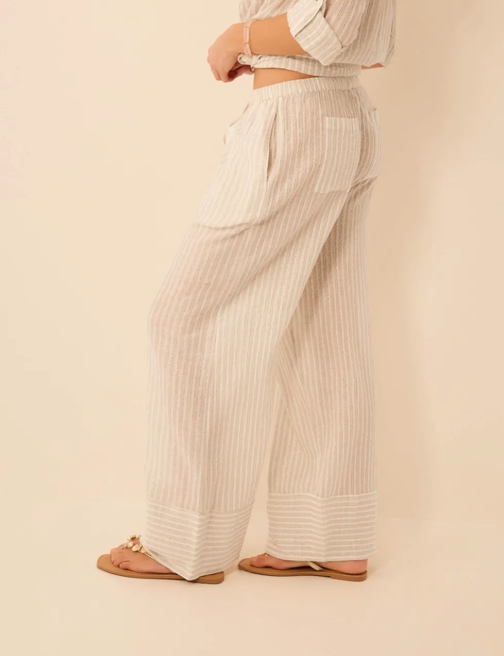Cotton Rich Sparkly Striped Beach Trousers
