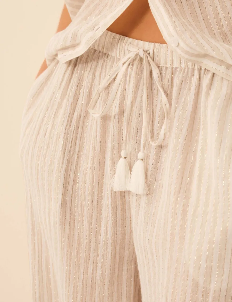 Cotton Rich Sparkly Striped Beach Trousers