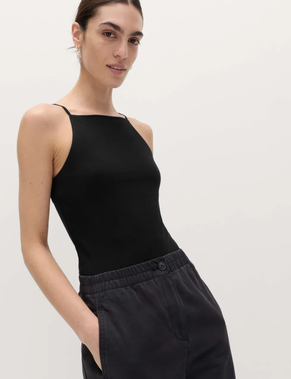 Cotton Rich Square Neck Spaghetti Strap Vest