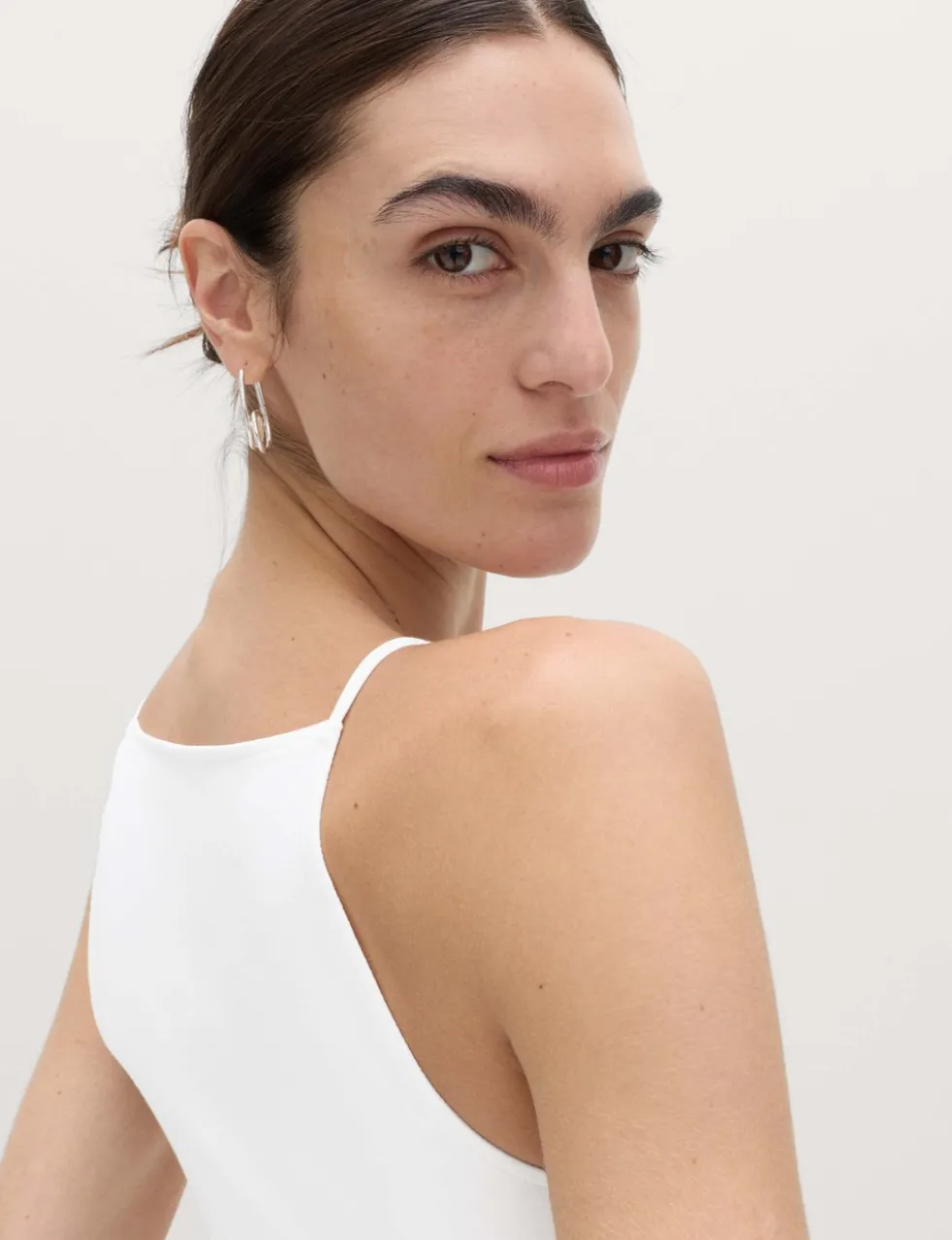 Cotton Rich Square Neck Spaghetti Strap Vest