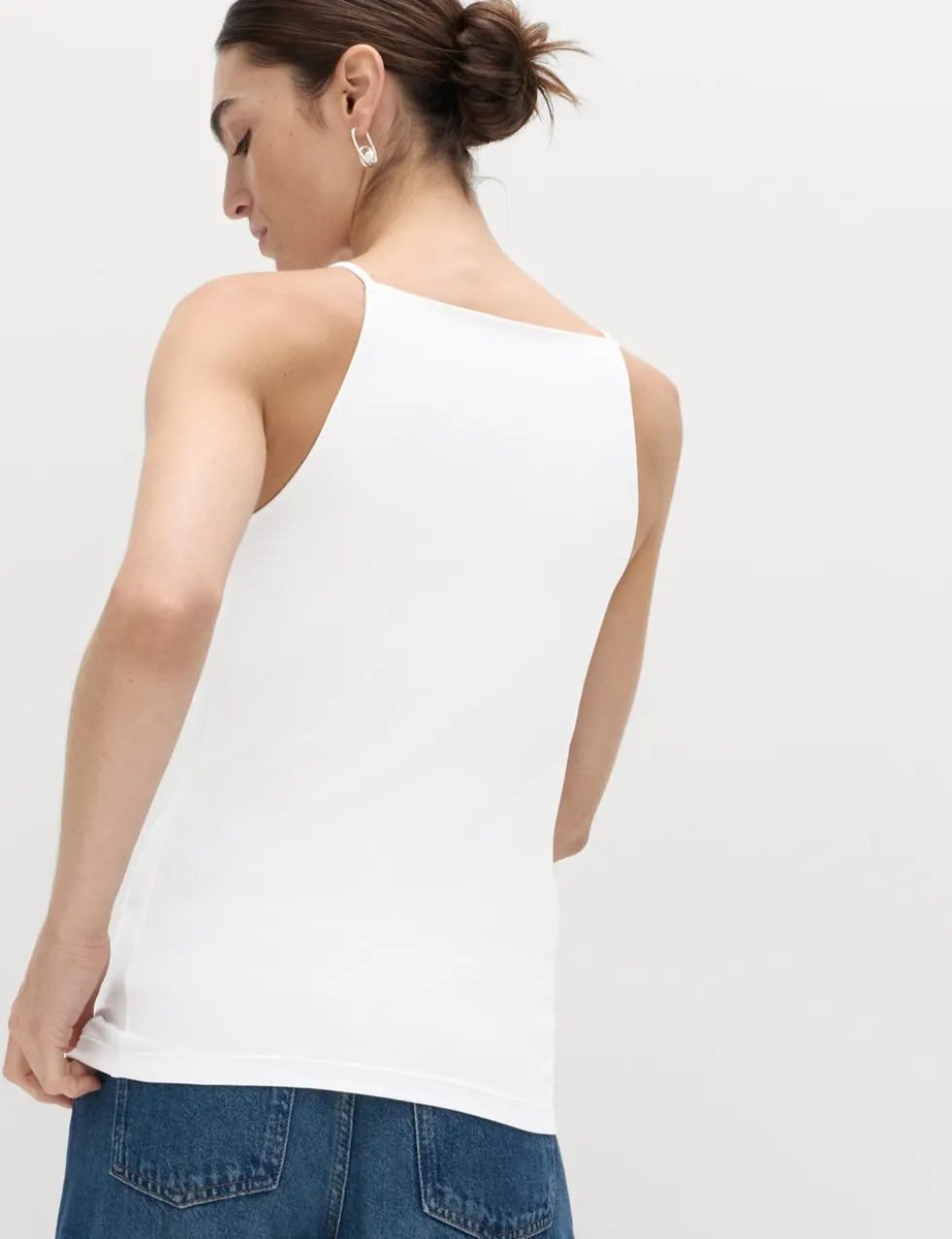 Cotton Rich Square Neck Spaghetti Strap Vest