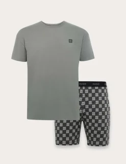 Cotton Rich Stretch Logo Print Pyjama Set