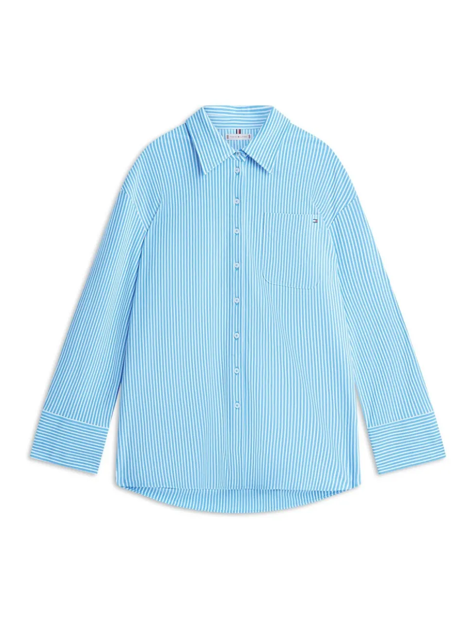 Cotton Rich Striped Collared Relaxed Shirt