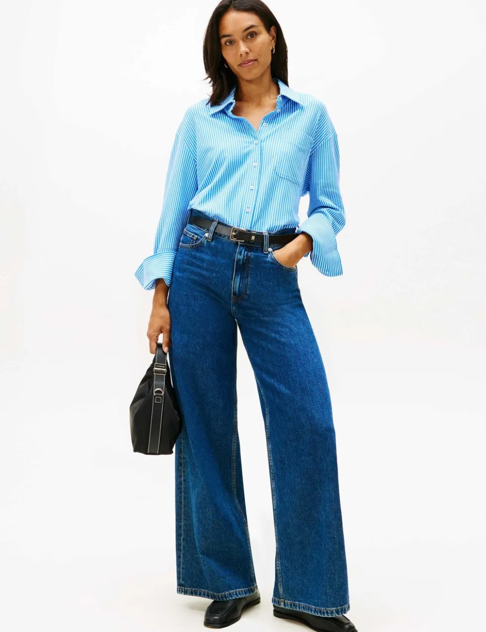 Cotton Rich Striped Collared Relaxed Shirt