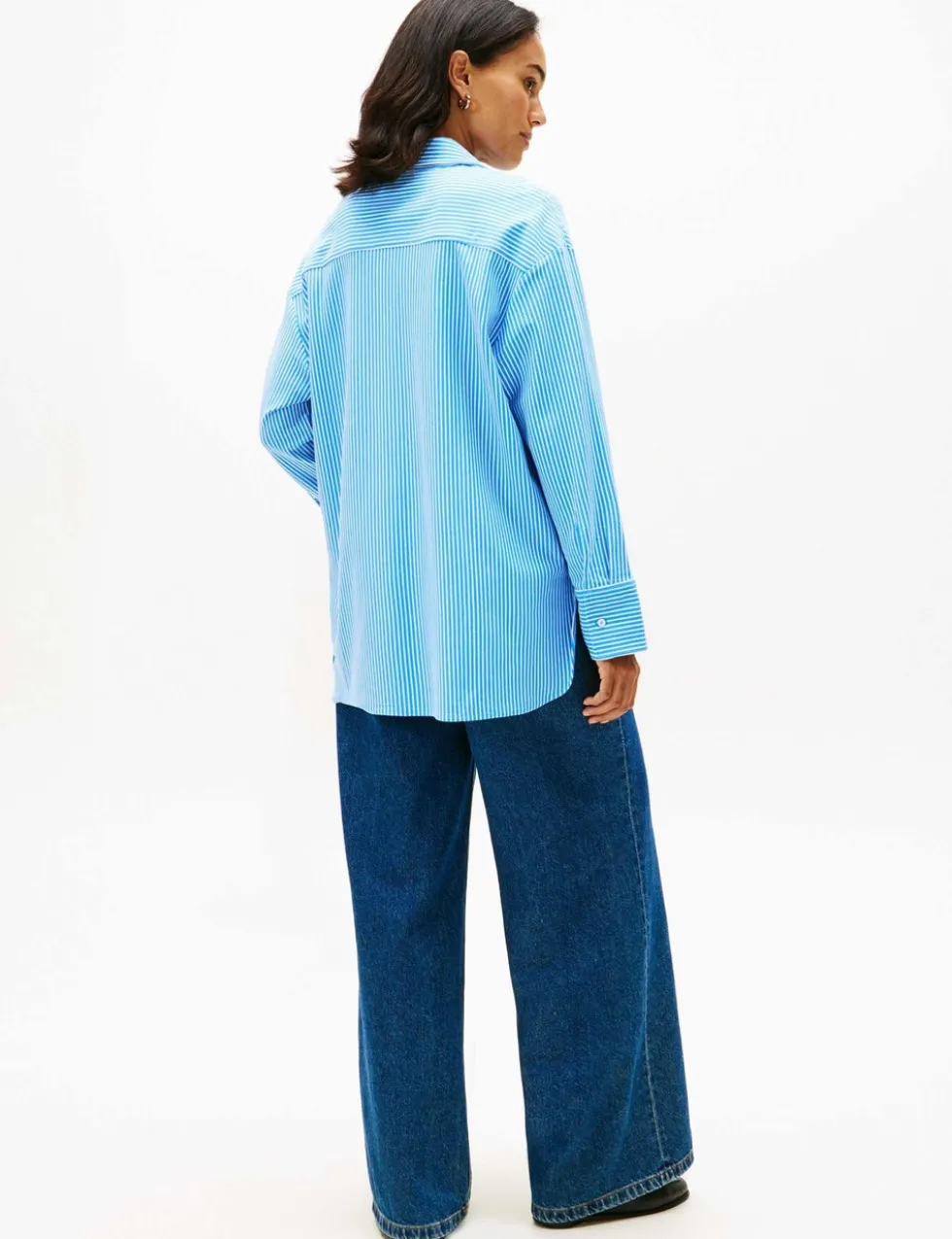 Cotton Rich Striped Collared Relaxed Shirt
