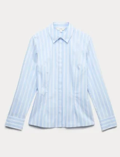 Cotton Rich Striped Collared Fitted Shirt
