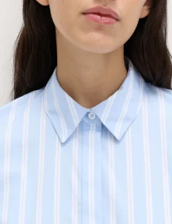 Cotton Rich Striped Collared Fitted Shirt