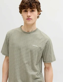 Cotton Rich Striped Crew Neck T-Shirt