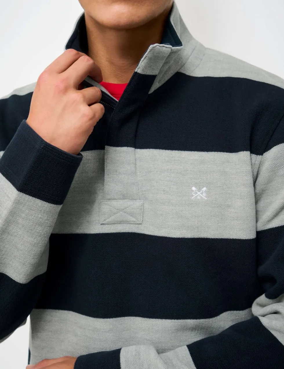 Cotton Rich Striped Half Zip Sweatshirt