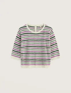 Cotton Rich Striped Jumper With Linen