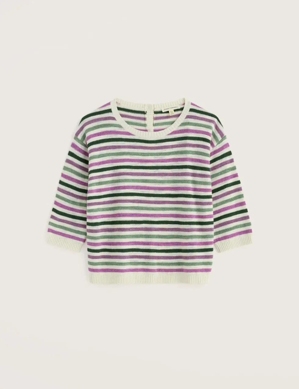 Cotton Rich Striped Jumper With Linen