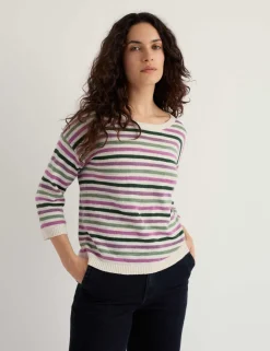 Cotton Rich Striped Jumper With Linen