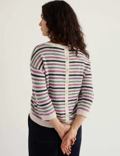 Cotton Rich Striped Jumper With Linen