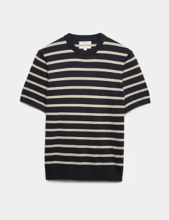 Cotton Rich Striped Knitted T-Shirt