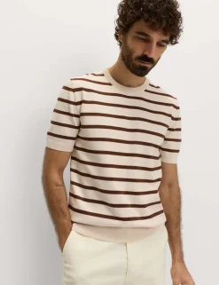 Cotton Rich Striped Knitted T-Shirt