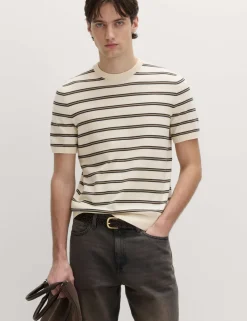 Cotton Rich Striped Knitted T-Shirt