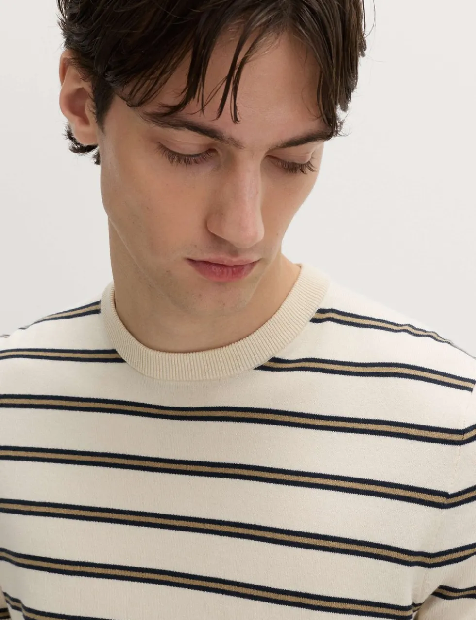 Cotton Rich Striped Knitted T-Shirt