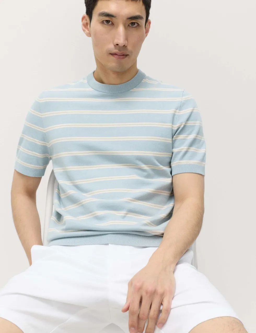 Cotton Rich Striped Knitted T-Shirt