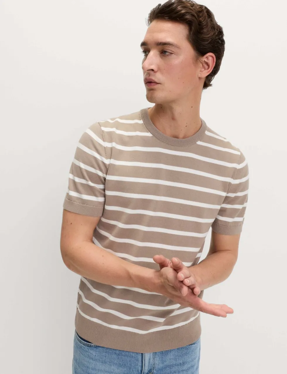 Cotton Rich Striped Knitted T-Shirt
