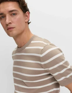 Cotton Rich Striped Knitted T-Shirt