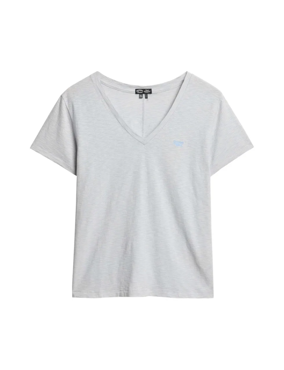 Cotton Rich Striped Logo V-Neck T-Shirt