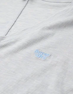 Cotton Rich Striped Logo V-Neck T-Shirt