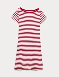 Cotton Rich Striped Mini Column Dress