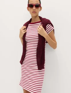 Cotton Rich Striped Mini Column Dress