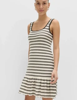 Cotton Rich Striped Mini Relaxed Smock Dress