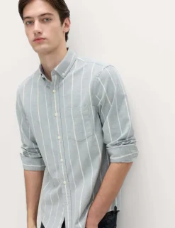 Cotton Rich Striped Oxford Shirt