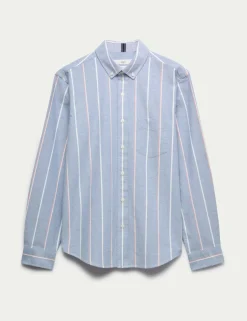 Cotton Rich Striped Oxford Shirt