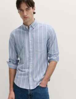 Cotton Rich Striped Oxford Shirt