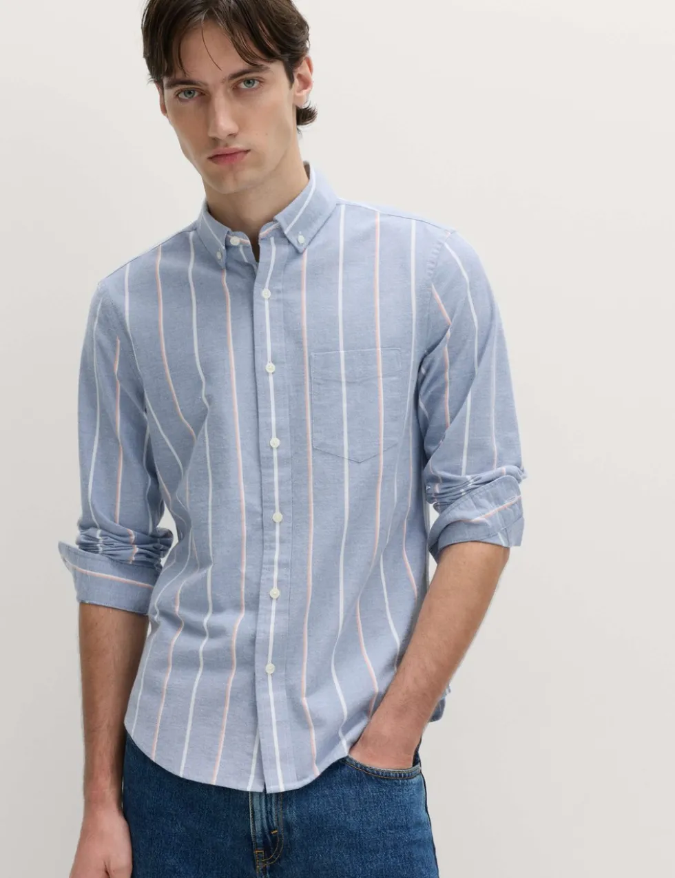 Cotton Rich Striped Oxford Shirt