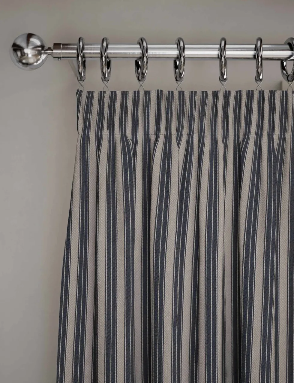 Cotton Rich Striped Pencil Pleat Curtains