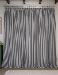 Cotton Rich Striped Pencil Pleat Curtains