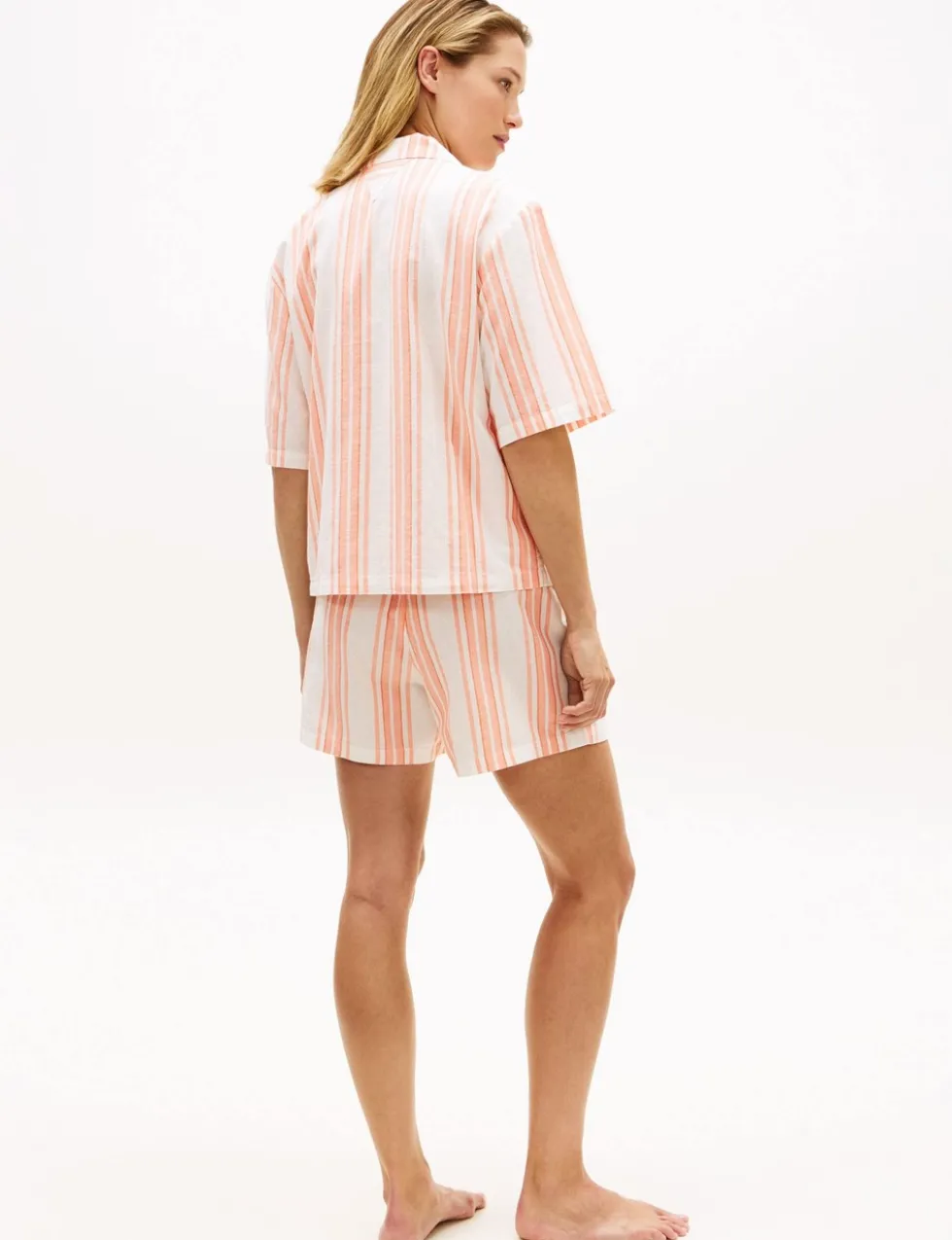 Cotton Rich Striped Pyjama Set with Linen
