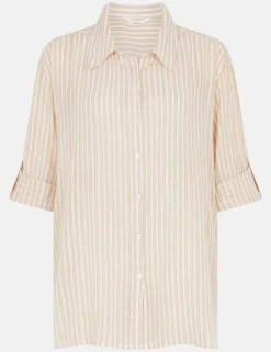 Cotton Rich Striped Relaxed Beach Shirt
