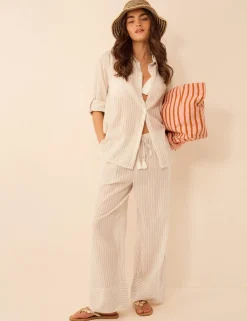 Cotton Rich Striped Relaxed Beach Shirt