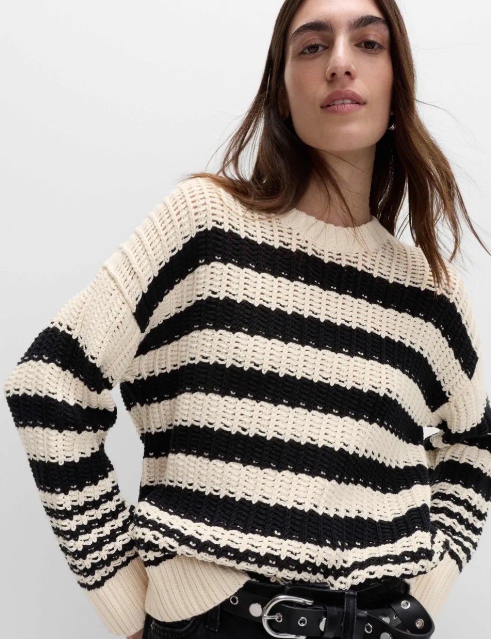 Cotton Rich Striped Relaxed Jumper